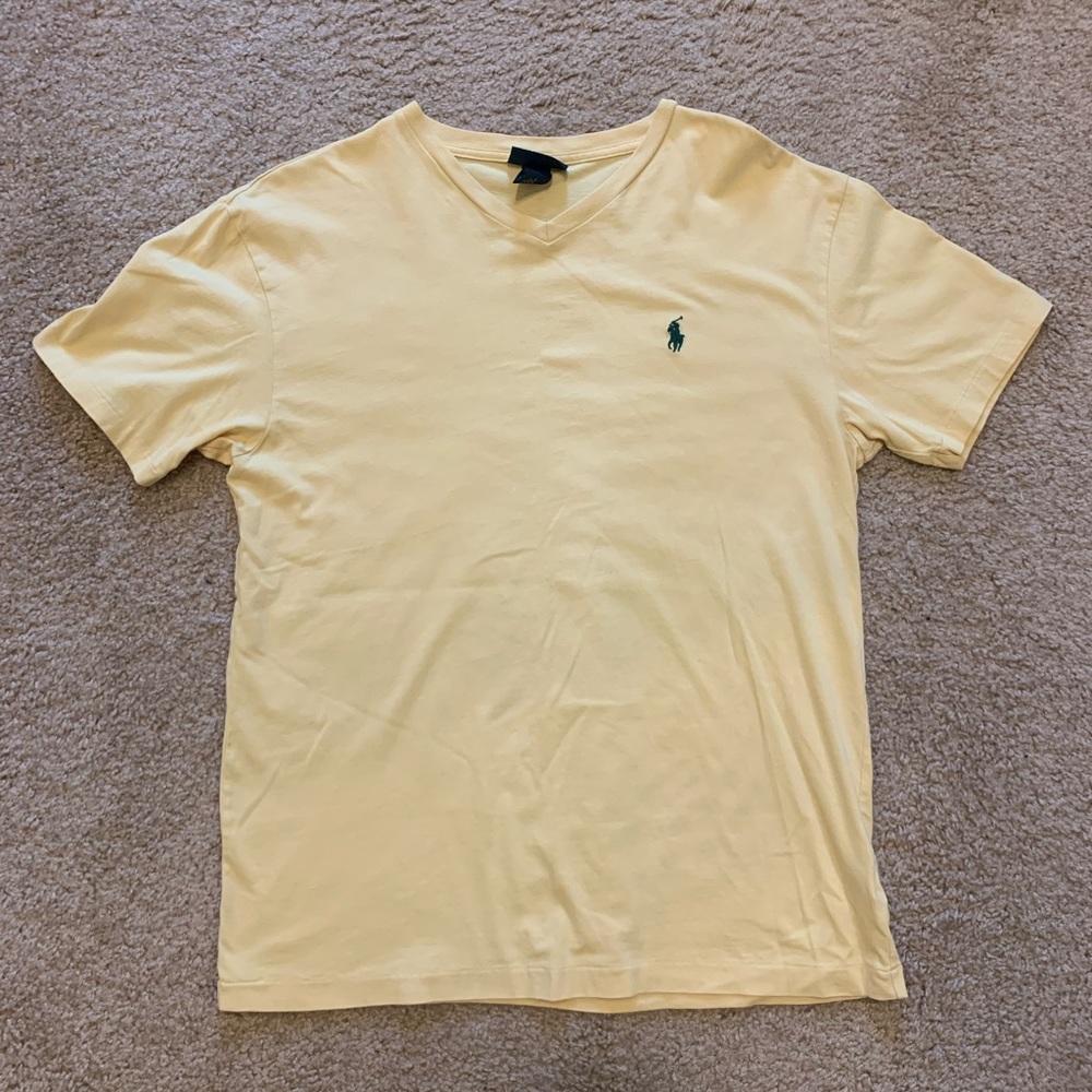 Mens Ralph Lauren Polo Classic V Neck Shirt - Yellow - Small